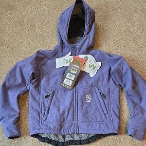 Kids Purple Hooded Puffer Jacket with Sherpa Lining
